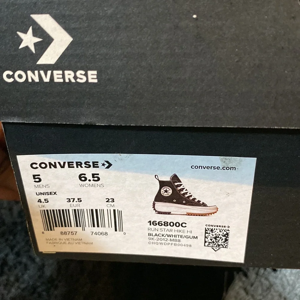 Converse Run Star Hike High Top Sneakers Black White Gum